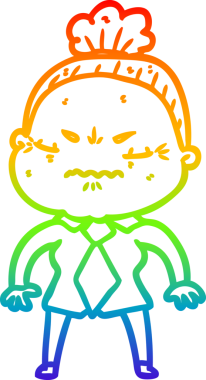 Gökkuşağı gradyan çizgi çizimi bir insan tarafından çizilmiş yaşlı bir kadın tarafından rahatsız edildi