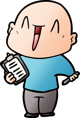 Bir insan tarafından çizilmiş mutlu, kel adam.