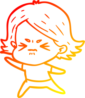 Bir insan tarafından çizilmiş kızgın bir kızın sıcak çizgi çizimi