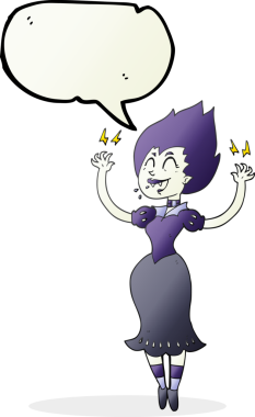 Bir insan tarafından çizilmiş serbest konuşma balonu çizilmiş vampir kız.