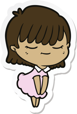 Bir insan tarafından çizilmiş bir karikatür kadının çıkartması.