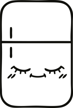 Bir insan tarafından çizilmiş bir buzdolabı karikatürü.