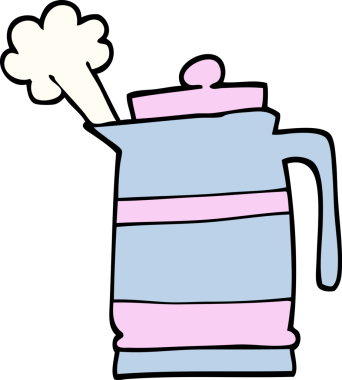 İnsan eliyle çizilmiş karalama tarzı bir çaydanlık.