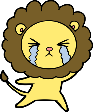 Bir insan tarafından çizilmiş ağlayan bir aslan.