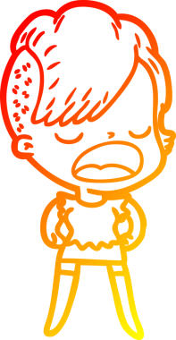 Bir insan tarafından çizilmiş havalı bir hippi kızın sıcak çizgi çizimi.