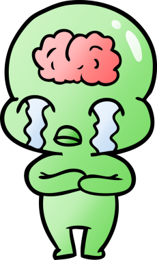 Bir insan tarafından çizilmiş koca beyinli bir uzaylı ağlaması.