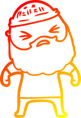 Bir insan tarafından çizilmiş sakallı bir çizgi film karakteri.