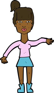 Çizgi filmdeki kadın, bir insan tarafından küçümseyici bir jest yapıyor.