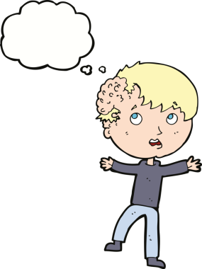 Bir insan tarafından çizilmiş düşünce baloncuklu tıbbi bir acil durum.