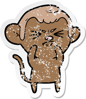 Bir insan tarafından çizilmiş kızgın bir maymunun sıkıntılı çıkartması.