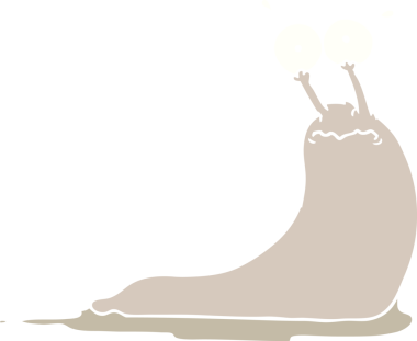 Bir insan tarafından çizilmiş düz renk çizgi film sümüklüböceği