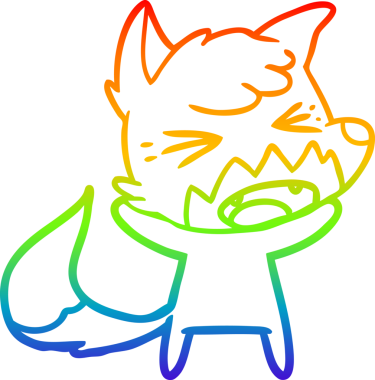 Bir insan tarafından çizilmiş kızgın bir tilkinin gökkuşağı gradyanı çizimi