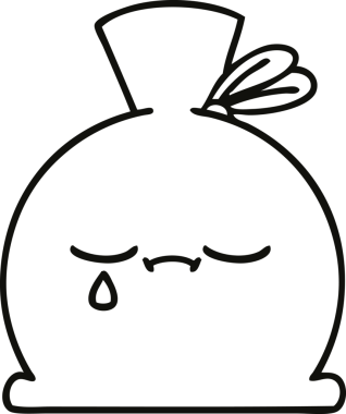 Bir insan tarafından çizilmiş çuval karikatürü.