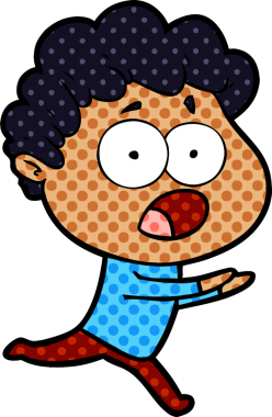 Bir insan tarafından çizilmiş bir karikatür adamı şaşkınlıkla nefes nefese kaldı.