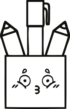 Bir insan tarafından çizilmiş kalem kabının çizgi çizimi