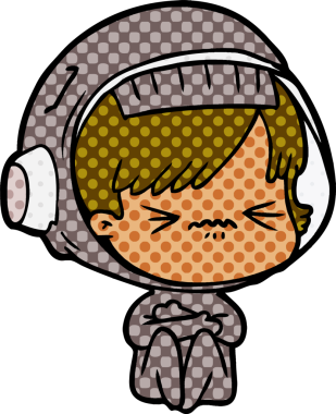 Bir insan tarafından çizilmiş astronot kadın.