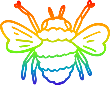 gökkuşağı gradyan çizgi çizimi bir insan tarafından çizilmiş yaban arısı