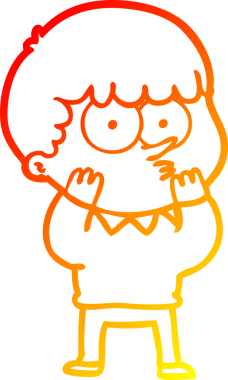 Bir insan tarafından çizilmiş, çizgi film karakteri meraklı bir çocuk çizimi.