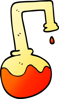 Bir insan tarafından çizilen karikatür köpüren kimyasallar.