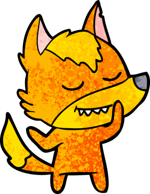 Bir insan tarafından çizilmiş tilki çizgi film karakteri