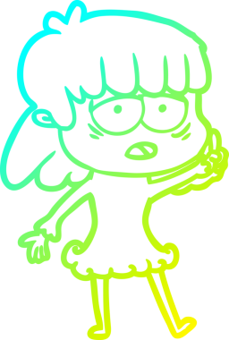 Bir insan tarafından çizilmiş, karikatür çizen yorgun bir kadın.