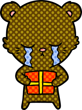 Bir insan tarafından çizilmiş ağlayan çizgi film ayısı.