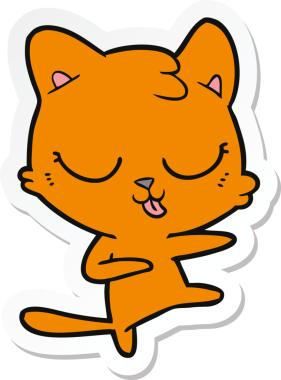 Bir insan tarafından çizilmiş, tıslayan bir kedinin çıkartması.