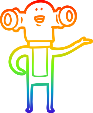 Gökkuşağı gradyan çizgisi, bir insan tarafından çizilmiş, dost canlısı bir uzaylı çizgi filmi.