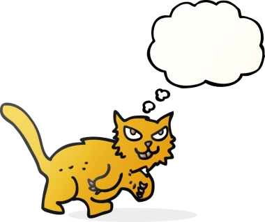 Bir insan tarafından çizilmiş serbest çizim baloncuk çizgi film kedisi.