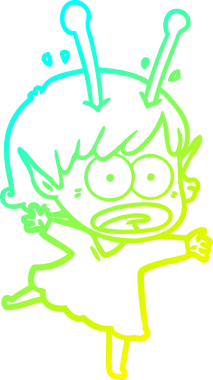 Bir çizgi film karakteri, bir insan tarafından çizilmiş soğuk gradyan çizimi.