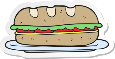 Bir insan tarafından çizilmiş karikatür sandviç etiketi.