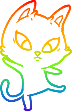 Bir insan tarafından çizilmiş kafası karışmış çizgi film kedisinin çizimi.