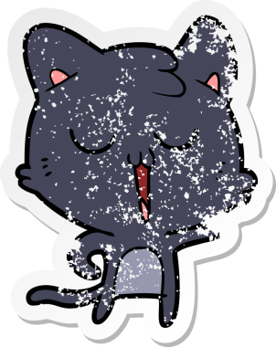 Bir insan tarafından çizilmiş çizgi film kedisinin sıkıntılı çıkartması.