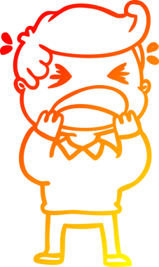 Bir insan tarafından çizilmiş bağıran bir çizgi film karakteri.