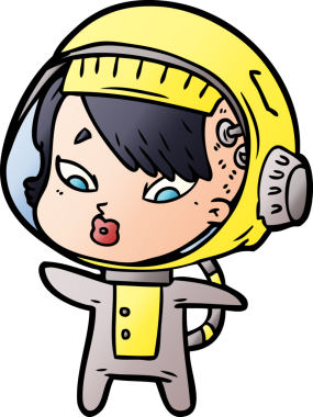 Bir insan tarafından çizilmiş astronot kadın.