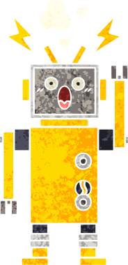 Bir insan tarafından çizilmiş bir robotun retro çizim tarzı karikatürü