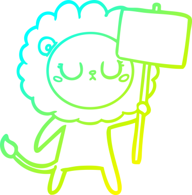 Bir insan tarafından çizilmiş protesto işareti olan çizgi film aslanı çizimi.