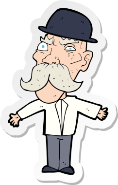 Bir insan tarafından çizilmiş kızgın yaşlı bir adamın çıkartması.