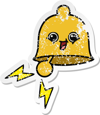 Bir insan tarafından çizilmiş sevimli bir karikatür çanın sıkıntılı çıkartması.