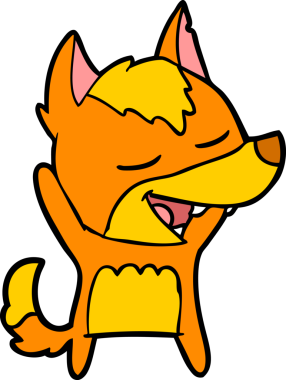 Bir insan tarafından çizilmiş tilki çizgi film karakteri