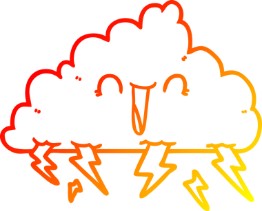 Bir insan tarafından çizilmiş bir çizgi film bulutunun sıcak gradyan çizimi