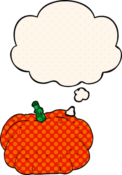 Çizgi roman tarzında bir insan tarafından çizilmiş düşünce balkabağı.