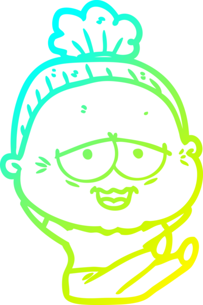 Bir insan tarafından çizilmiş, mutlu, yaşlı bir kadının çizdiği soğuk çizgi.