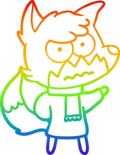 Gökkuşağı gradyan çizgi çizimi bir insan tarafından çizilmiş bir tilki