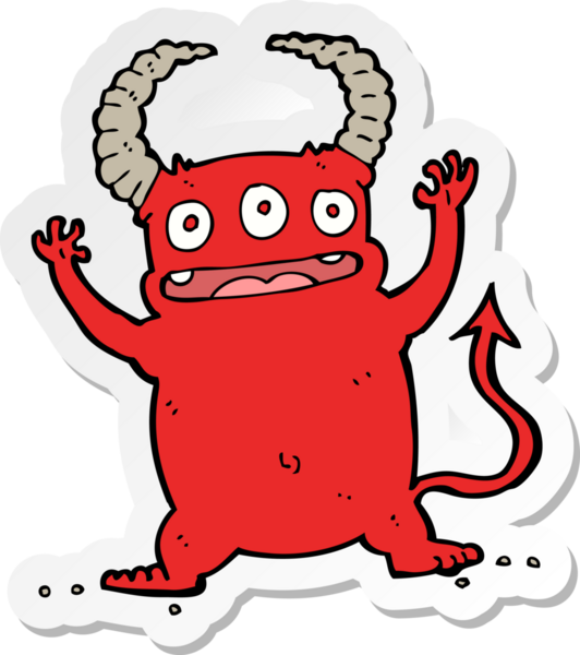 Bir insan tarafından çizilmiş küçük bir şeytanın çıkartması.