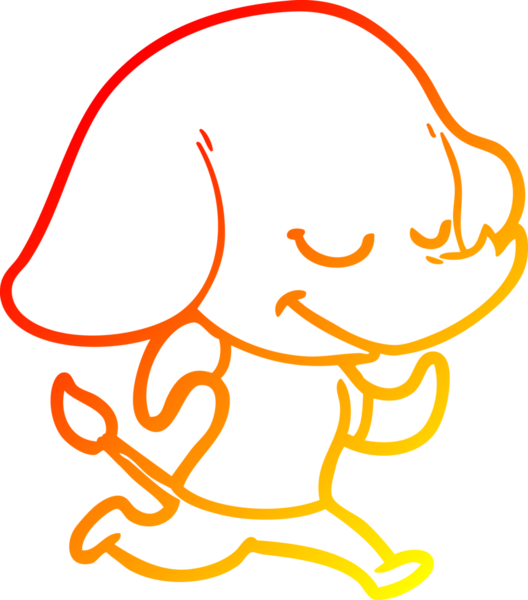 Bir insan tarafından çizilmiş gülümseyen bir filin sıcak çizgi çizimi