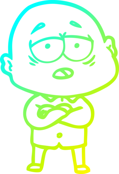 Bir insan tarafından çizilmiş, yorgun, kel bir adamın çizdiği soğuk çizgi.