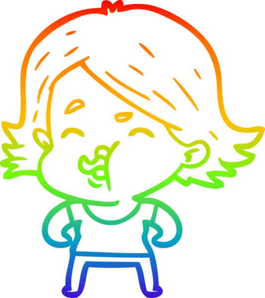 Gökkuşağı gradyan çizgi çizimi Bir insan tarafından çizilen bir kız karikatürü