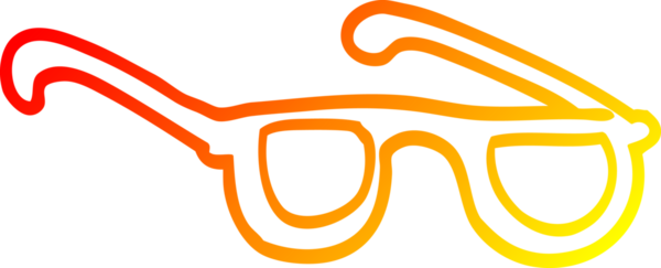 Bir insan tarafından çizilmiş çizgi film gözlüğünün sıcak gradyan çizimi