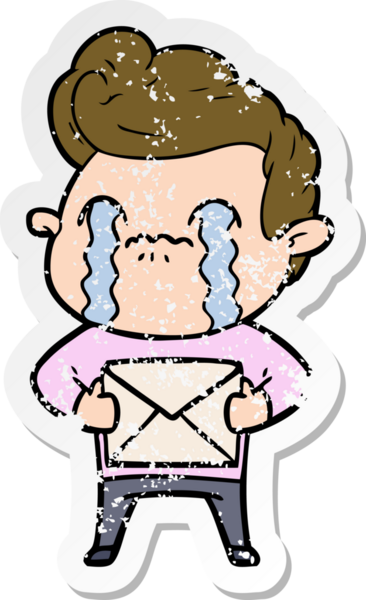 Bir insan tarafından çizilmiş ağlayan bir karikatürcünün sıkıntılı çıkartması.